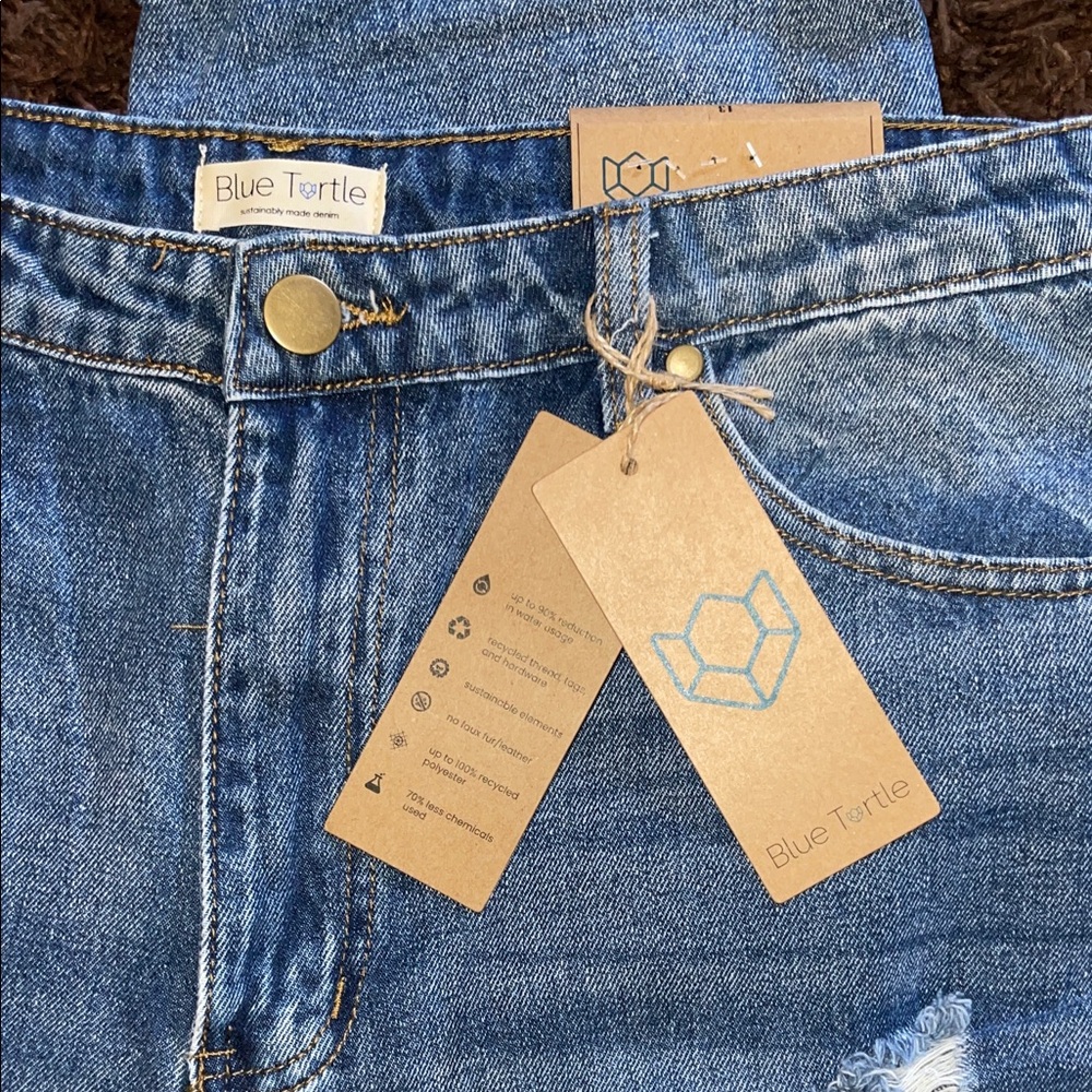 Blue Turtle Trendy Distressed Blue Boyfriend Jeans - Picture 2 of 4